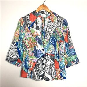 Alberto Makali Abstract Print Linen blazer